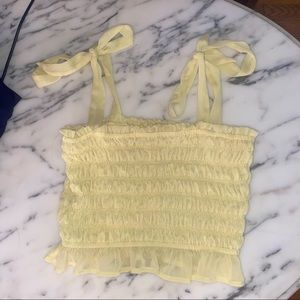 *donated* Yellow Smocked Fashion Nova Shoulder Tie Crop Top
